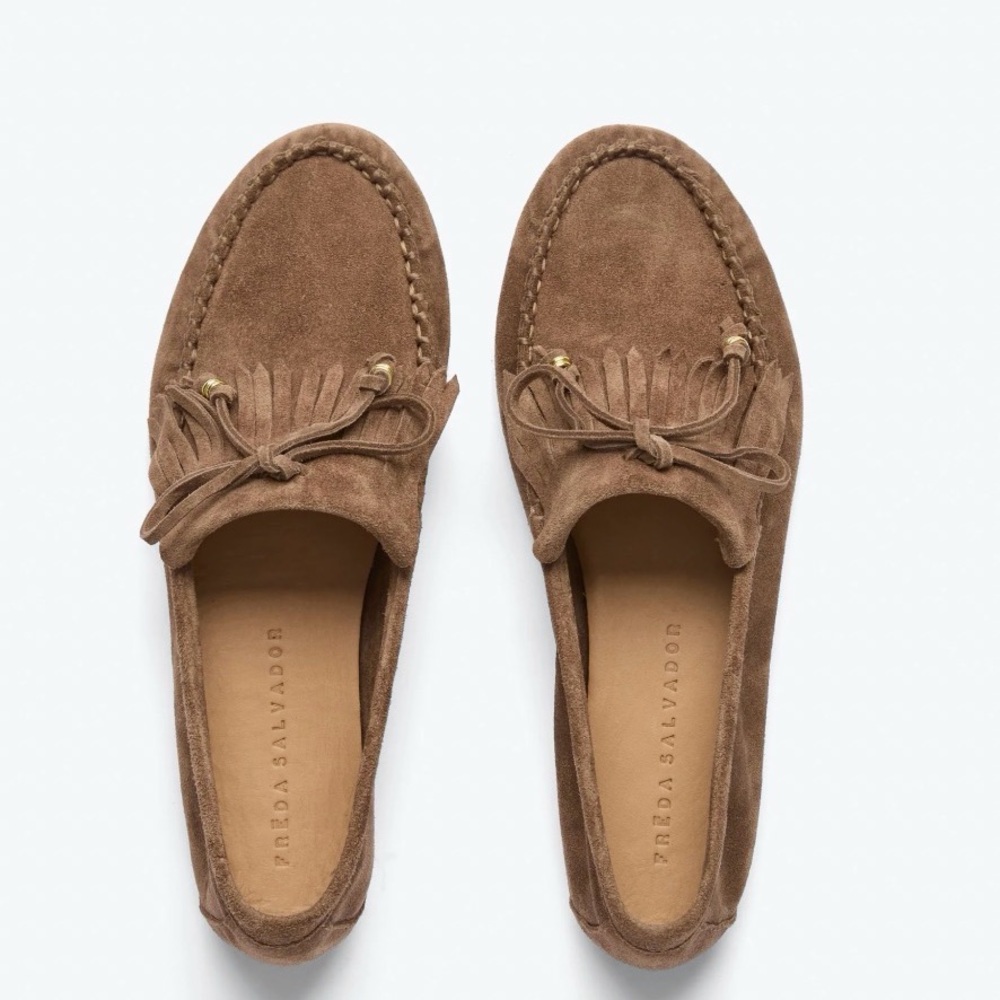Freda Salvador Celeste Suede Fringe Moccasin Loafers